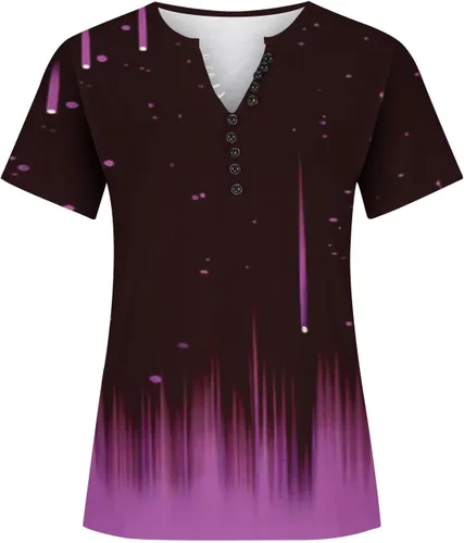 Miniatura 90 de Summer Shirts for Women 2025 Plus Size Short Sleeve Henley Tops Marble Floral Loose Tshirt Tee Casual Dressy Tunics