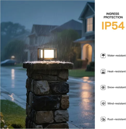 Miniatura 3 de MVBT Luces de poste para exteriores de 7.1 pulgadas, luces de pilar con cable duro, AC100-240 V, luz de columna moderna, lámpara de cubierta
