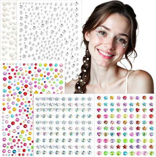Miniatura 8 de 1600 piezas de gemas faciales autoadhesivas de 3/4/5/6 mm para mujeres, gemas para el cabello, joyas faciales, diamantes, purpurina facial