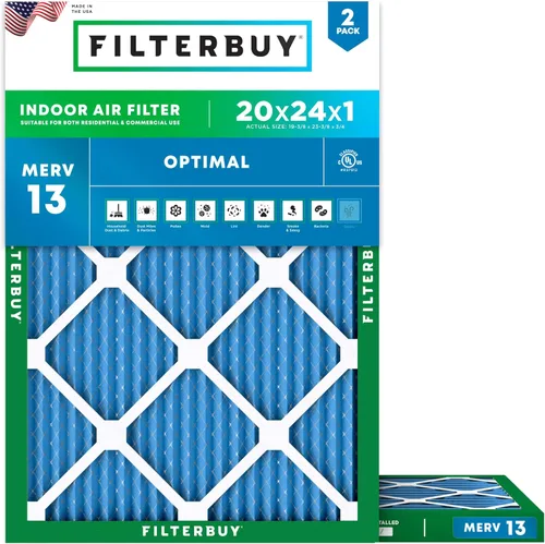 Miniatura 70 de Filterbuy Filtro de aire MERV 13 de 8 x 14 x 1 pulgadas, protección óptima contra el humo y la alergia (paquete de 2), filtros electrostáticos