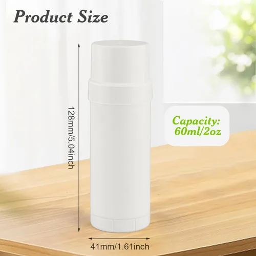 Miniatura 2 de Recipientes de desodorante blanco de 2.0 fl oz/2 oz botella de llenado de plástico para desodorante recargable en barra para crayón bálsamo labial