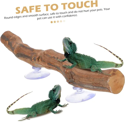 Miniatura 4 de Soporte de madera de uva dragón barbudo juguete succión árbol rama lagarto suministros decoración terrario