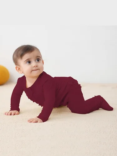 Miniatura 6 de GUISBY Pijama de bebé con volantes, manga larga suave con cremallera de 2 vías