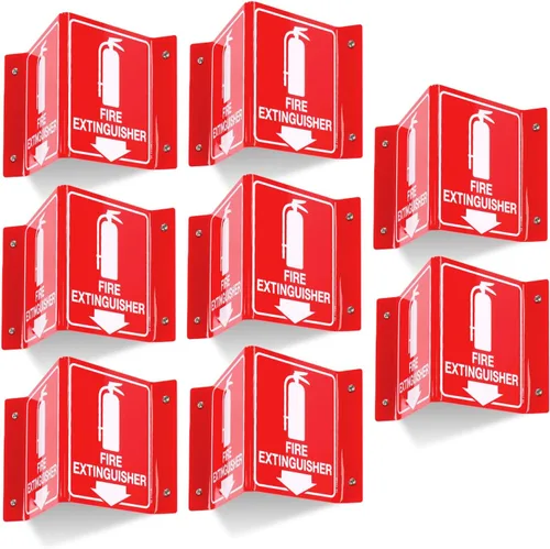 Miniatura 10 de Señal de extintor de incendios T&R, extintor de incendios con flecha hacia abajo - Paquete de 12 - Acrílico de 6 x 6 pulgadas, 2 orificios