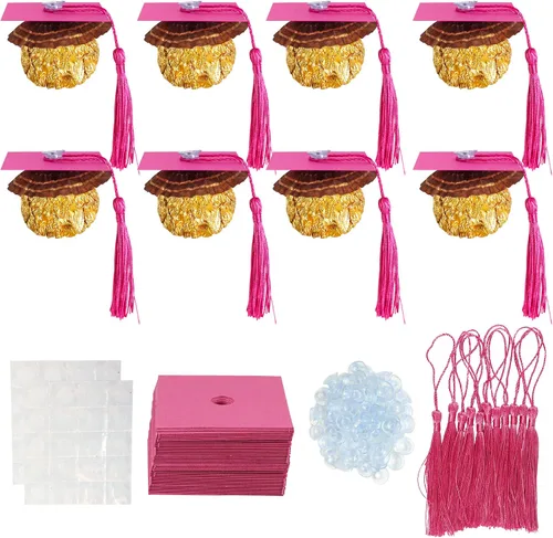 Miniatura 20 de Gyufise 24 piezas Adornos para pastel de graduación 2026 con purpurina negra, clase de 2026, adornos para magdalenas con gorra de graduación