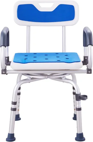 Miniatura 9 de VEVOR Silla de ducha giratoria de 360 grados, asiento de ducha ajustable con brazos giratorios para duchas o bañeras interiores, silla de ducha
