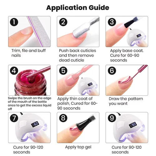 Miniatura 8 de RARJSM Juego de esmaltes de uñas de gel metalizados para arte de uñas, negro, plata, oro rosa, azul, verde, rojo, con brillantina, 12 colores, 0.2