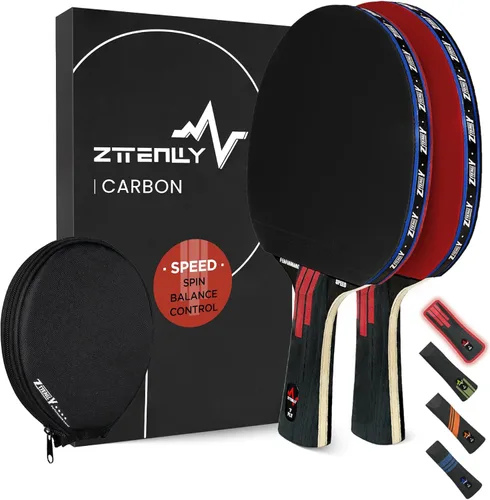 Miniatura 15 de Pala de ping pong con tecnología de carbono Serie de rendimiento, hoja de la más alta calidad de 7 capas, velocidad experta/borde/equilibrio