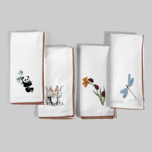 Miniatura 75 de Fingercraft - Juego de 12 servilletas de tela de mezcla de algodón y lino, con estampado, perfecta para fiestas, cenas, bodas, cócteles y Navidad