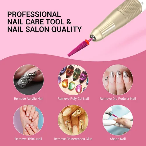 Miniatura 6 de MelodySusie Brocas de uñas súper largas 5 en 1, brocas de carburo de tungsteno de 3/32 pulgadas, adecuadas para manicura, pedicura, cutícula