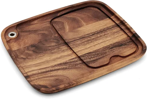 Miniatura 7 de Ironwood Gourmet Fort Worth Plato para Bistec con Canal para Jugos, Madera de Acacia, Juego de 4