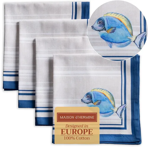 Miniatura 162 de Maison d' Hermine Happy Florals - Juego de 4 servilletas 100% algodón suave y cómodo perfectas para cenas familiares, bodas, fiestas de cóctel, 063