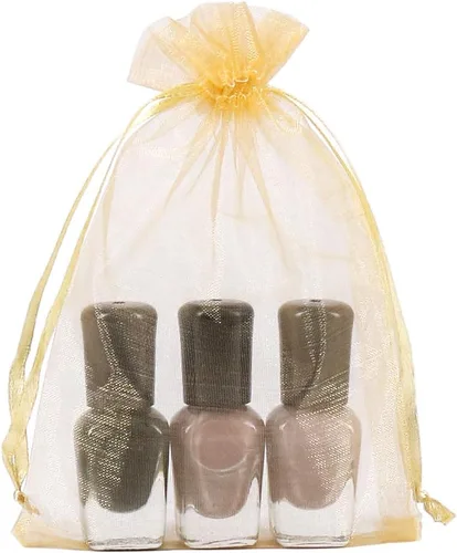 Miniatura 5 de HRX Package 100 bolsas de regalo de organza dorada, 4 x 6 pulgadas, de malla de caramelo, con cordón, bolsas de joyería para Navidad, boda, fiesta
