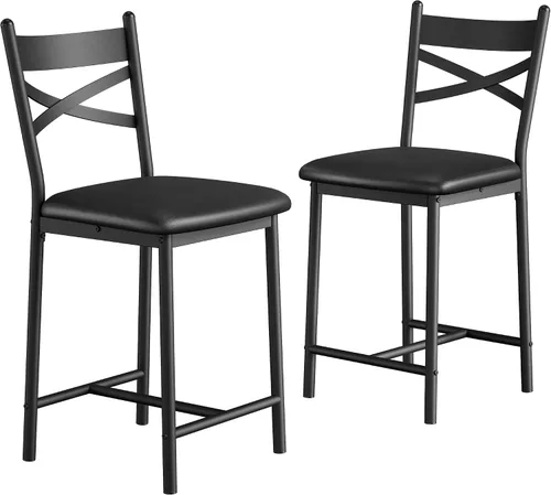 Miniatura 4 de IDEALHOUSE Juego de 2 taburetes de bar de 26 pulgadas de altura de mostrador, sillas de bar tapizadas con respaldo, cojín grueso, taburetes de bar