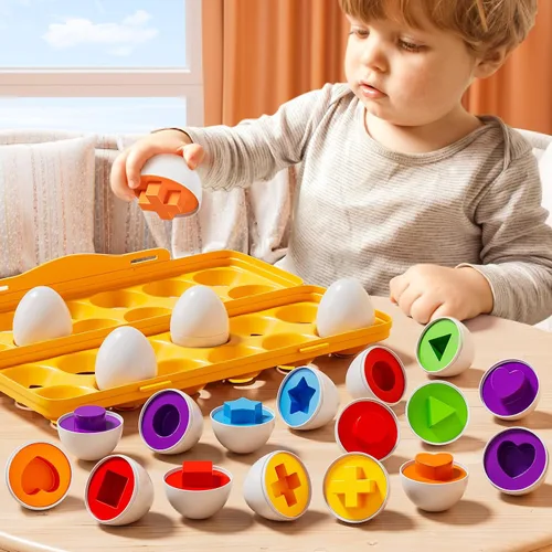 Miniatura 7 de JUKUDAHU Huevos Emparejados Juguetes para Niños Pequeños de 1 2 3 4 Años - Juegos de Clasificación de Formas y Colores, Huevos de Pascua para Niños