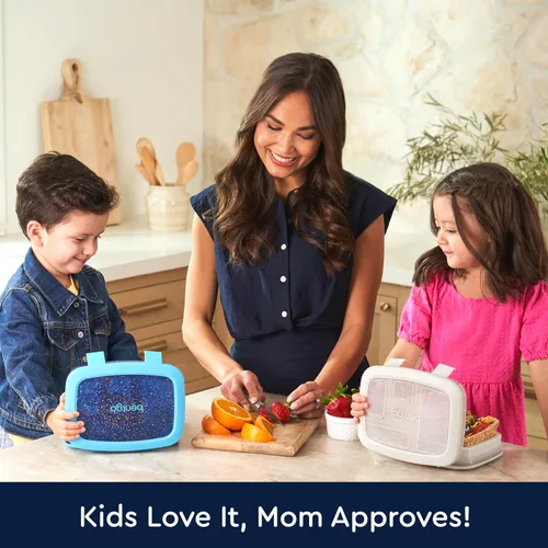 Miniatura 5 de Bentgo® Lonchera infantil de 5 compartimentos con mochila 2 en 1 para niños y bolsa de almuerzo aislada (edición confeti - azul abismo)