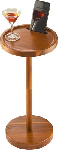 Miniatura 7 de BLUEWEST Mesa de bebidas, mesa auxiliar compacta de 22 pulgadas de alto con ranura para teléfono y base con peso, mesa de pedestal duradera como
