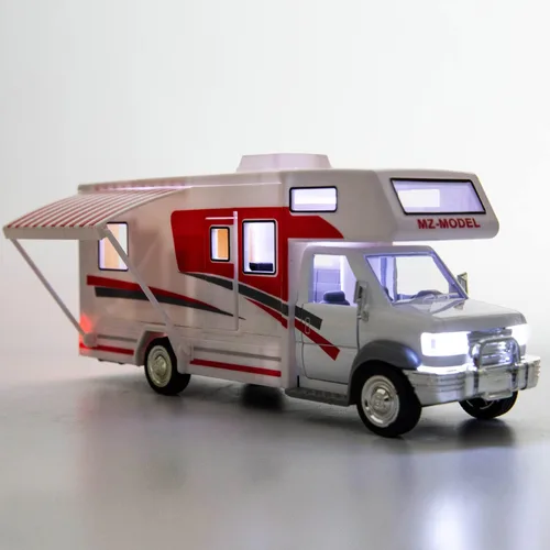 Miniatura 5 de BDTCTK Escala 1:28 DIY Autocaravana de lujo DIE-CAST Modelo de coche, aleación de zinc, vehículos de tracción fundidos a presión juguetes para niños