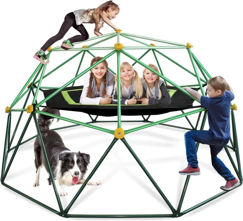Miniatura 8 de Cúpula de escalada para niños de 10 pies, con hamaca, juego resistente para todo tipo de clima al aire libre para edades de 3 a 12 años, marco
