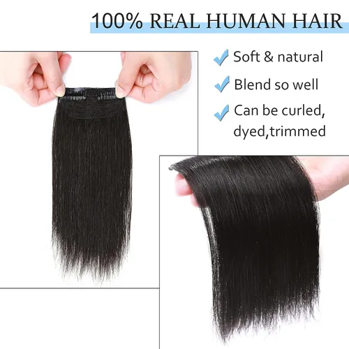 Miniatura 4 de SEGO Extensiones de cabello humano corto con clip de 6 pulgadas para mujer, 1 unidad, 0.35 oz (10 g), color negro natural #1B 1 pieza - #1B negro
