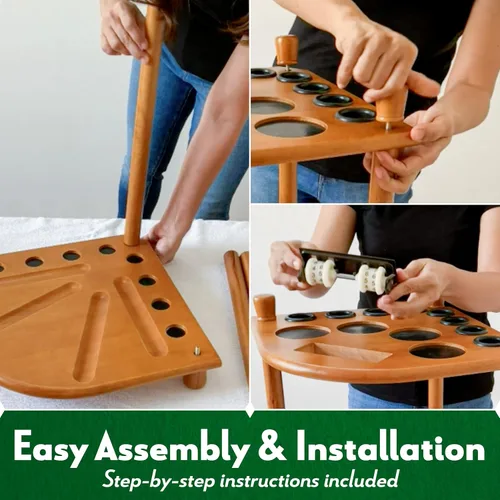 Miniatura 4 de Soporte para tacos de billar - Solo soporte para tacos - Soporte de madera que sostiene 8 tacos de billar, un juego completo de bolas e incluye 4
