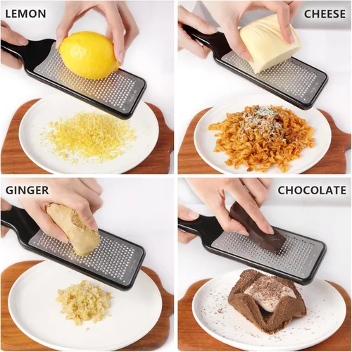 Miniatura 5 de LHS Rallador de limón cítrico y queso con recipiente, rallador Zester con mango para queso parmesano, jengibre, ajo, nuez moscada, chocolate