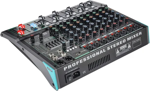 Miniatura 7 de Mezclador de DJ de 8 canales, mesa de DJ para sistemas de escenario PA con 99 tipos de efectos digitales DPS, efecto eco+retardo, entrada