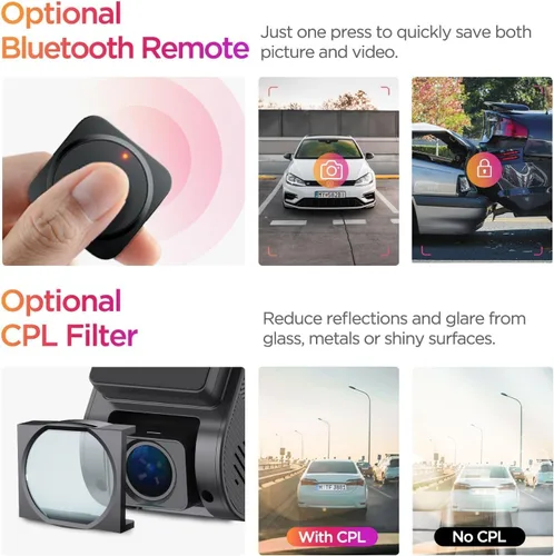 Miniatura 5 de VIOFO Dash Cam A119 Mini 2, sensor STARVIS 2, 2K 60 fps/HDR 30 fps con control de voz para coche con Wi-Fi GPS de 5 GHz, visión nocturna 2.0, modo