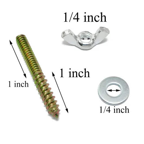 Miniatura 2 de Pernos de suspensión 1/4-20 x 2 Tornillo de doble cabeza con tuercas de ala para muebles de madera