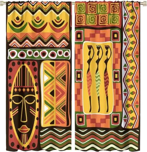 Miniatura 17 de BAEKJIN Cortinas opacas africanas, color blanco y negro, abstracto, geométrico, africano, tribal, escritura, étnico, para hombres, niños