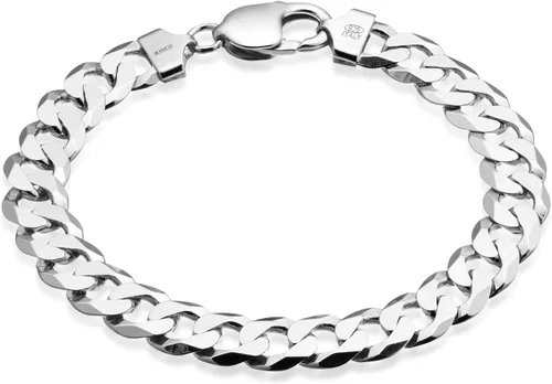 QUADRI - Pulsera de eslabones cubanos extra brillante para hombre de 10 o 0.472 in en plata de ley 925 con corte de diamante italiano - 7.5 a 9