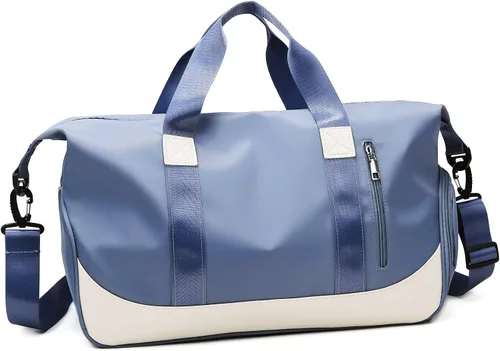 Miniatura 7 de Arouselove Bolsas de lona deportivas para mujeres y hombres, bolsa de gimnasio portátil con bolsillo húmedo y compartimento separado para zapatos