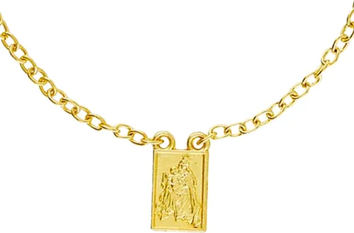 Miniatura 6 de Needzo Pulsera con dije de escapulario de Nuestra Señora del Monte Carmelo y San Simón en tono dorado, joyería de moda religiosa devocional, regalos