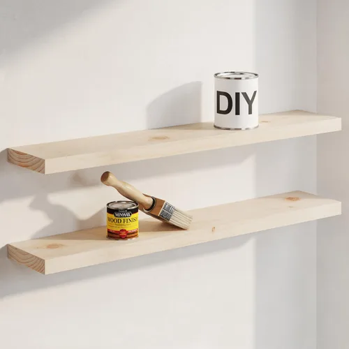 Miniatura 44 de Homeforia Estante flotante blanco de 48 pulgadas, estantes flotantes de madera maciza de alta gama de 48 pulgadas de largo para montaje en pared