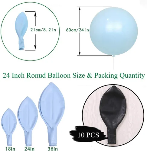 Miniatura 2 de IN-JOOYAA 10 globos redondos gigantes negros de 24 pulgadas, globos grandes para decoración de bodas, baby shower, fiestas de cumpleaños