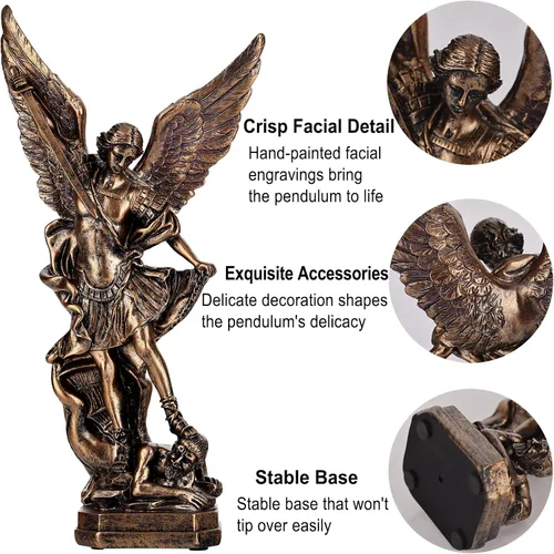 Miniatura 3 de Estatua de San Miguel Arcángel de 31.8 cm de bronce, estatua de San Miguel, estatuas de resina del arcángel San Miguel, estatuillas de San Miguel