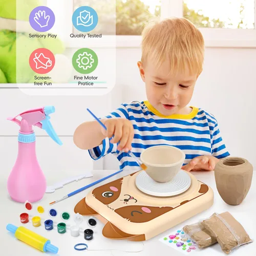 Miniatura 2 de Skirfy Rueda de cerámica para niños, kit completo de pintura de cerámica para artes y manualidades para niños de 8 a 12 años con suministros de arte