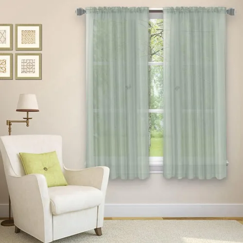 Miniatura 26 de Golden Linens LLC Juego de 2 paneles transparentes de color gris para ventana, bolsillo para barra, 54 pulgadas de ancho x 84 pulgadas de largo cada
