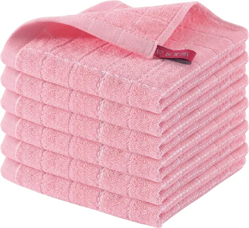 Homaxy - Paquete de 6 paños de cocina de tela de toalla, 100 % algodón, ultrasuaves y absorbentes, trapos perfectos para la cocina, secar y lavar