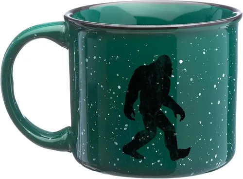Taza de Café Grande de Black Lantern - Bigfoot Rústico Moteado 15oz. Taza Verde Oscuro - Taza Apta para Microondas para Bebidas Calientes