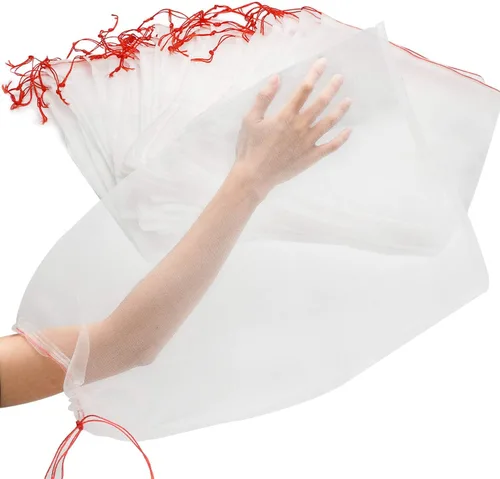 Bolsas protectoras de frutas de malla, 50 bolsas de frutas grandes de 14 x 21 pulgadas para árboles frutales, bolsa de malla duradera para jardín,