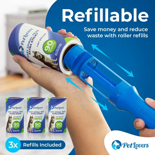 Miniatura 6 de PetLovers Juego de Rodillos Quitapelusas Extra Adhesivos de Gran Valor 450 Hojas para la Eliminación de Pelo de Mascotas y Ropa, Removedor de Pelusa