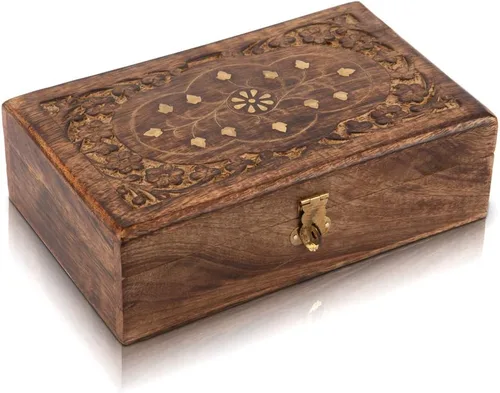 Miniatura 7 de Gran idea de regalo de cumpleaños, caja de joyería decorativa hecha a mano de madera con cerradura y llave, organizador de joyas, caja de recuerdo