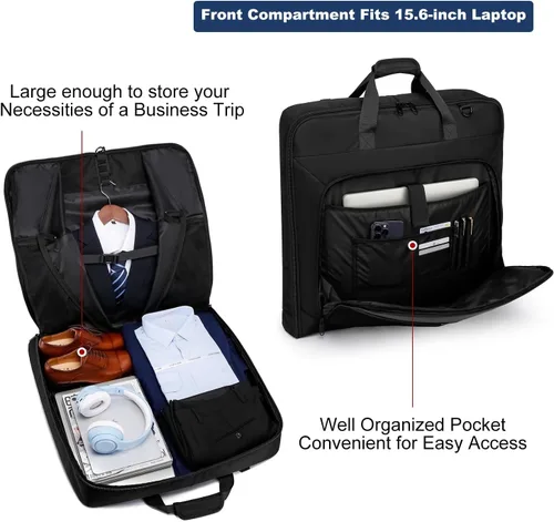 Miniatura 3 de Bolsa de ropa de viaje para hombres, bolsa grande de 40 pulgadas, bolsa de ropa de transporte para hasta 3 trajes para viajes de negocios, maleta