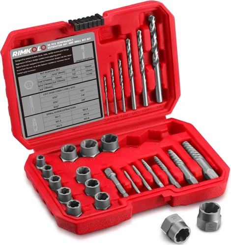 Miniatura 9 de Juego de 25 extractores de tornillos, extractores de salida fácil de múltiples splines CR-MO para quitar pernos rotos, pernos, tornillos de enchufe