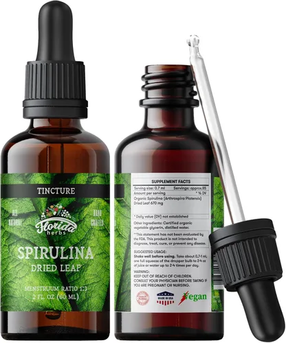 Miniatura 6 de Tintura de espirulina, extracto orgánico de espirulina (Arthrospira Platensis) Suplemento herbal, sin OMG en glicerina vegetal orgánica prensada
