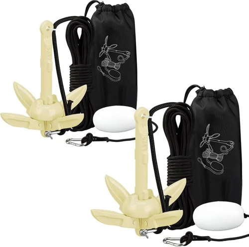 Miniatura 9 de Lounsweer Paquete de 2 anclajes de kayak marino de 1.5/3.5 libras, kit de anclaje plegable para barco, kayak, pesca, accesorios para botes pequeños