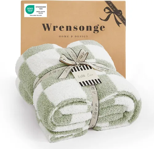 Miniatura 31 de WRENGONGE - Manta a rayas de color caqui, suave, acogedora, mullida, cálida, para sillón, sofá, cama o viajes, ligera, 50 x 70 pulgadas, regalo