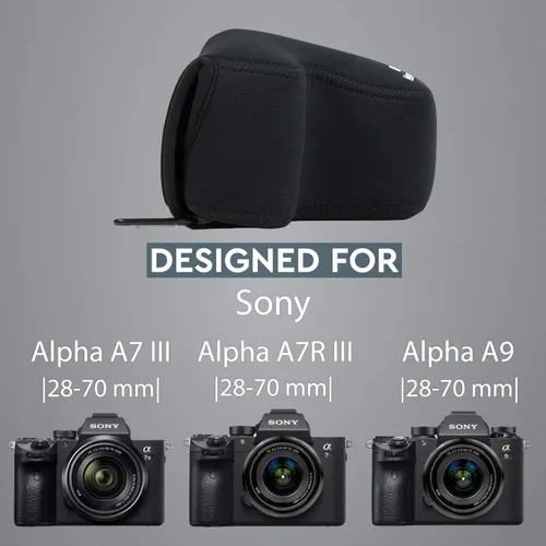 Miniatura 8 de MegaGear MG1568 - Funda de neopreno ultraligera para cámara compatible con Sony Alpha A7 III, A7R III, A9 (1.102-2.756 in), color negro, talla única