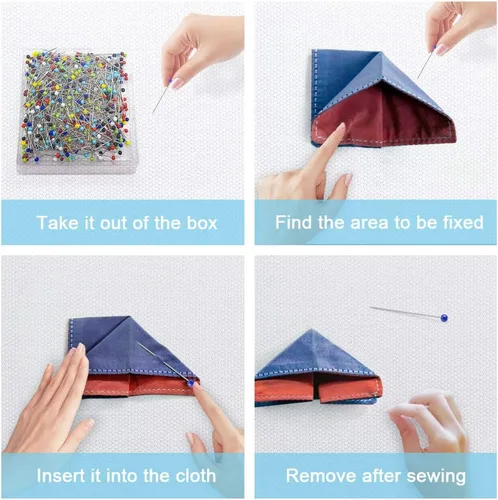 Miniatura 4 de 500 alfileres de costura para tela, alfileres rectos con cabezas de vidrio de bola de colores de 1.5 pulgadas de largo, alfileres de acolchado